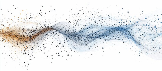 Obraz premium Abstract blue and gold wave particles flow.