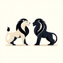 Obraz premium lion figures simple flat minimalist, generation AI