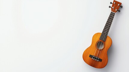 Top view of a ukulele on white background.