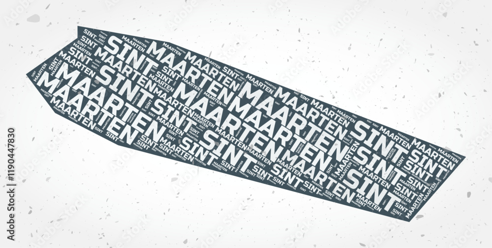 Poster sint maarten regions word clouds. country shape on textured background. sint maarten design in typog