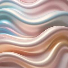 A mesmerizing abstract pattern of undulating, iridescent waves in soft, blended pastel hues of pale pink, serene blue, and warm golden tones, with delicate, smooth gradients that shimmer with a gentle