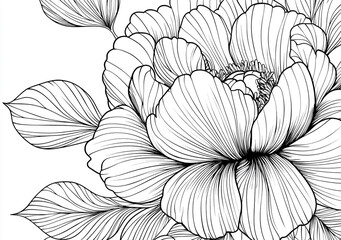 Fototapeta premium Peony coloring book. Flower coloring.