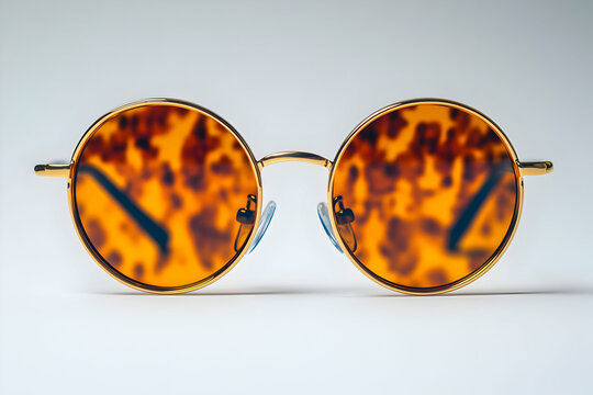 Stylish Round Sunglasses with Gold Frame and Tortoise Shell Pattern