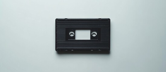 Fototapeta premium Blank black cassette tape on white background.