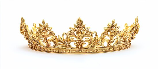 Ornate gold crown isolated on white background.