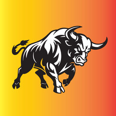 Obraz premium bull on a Orange & Red background