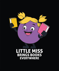 Cute Cartoon Girl With Books, Promoting Literacy  Graphic Design