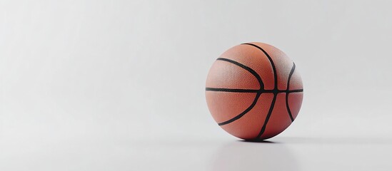 Single orange basketball on white background.
