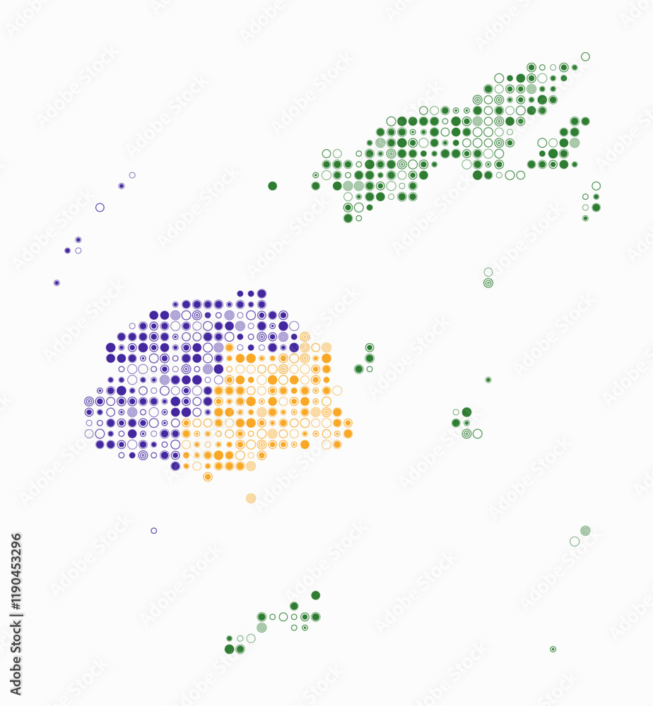 Poster fiji, shape of the country built of colored cells. digital style map of fiji on a white background. 