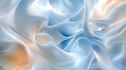 Obraz premium Abstract Blue and White Fabric Drapes Flowing Softly