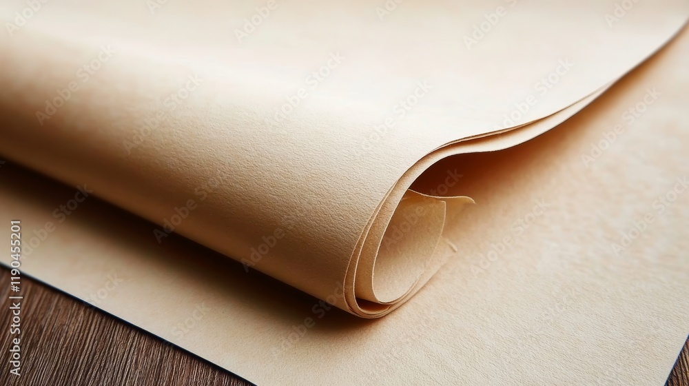 Aufkleber beige paper texture background with soft subtle curve on flat surface, minimal design, copy space