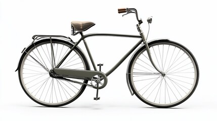Fototapeta premium Classic vintage bicycle, dark green, isolated on white background.