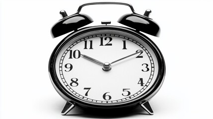 Classic black alarm clock showing the time.