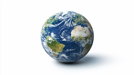 Fototapeta premium Detailed 3D rendering of planet Earth isolated on white background.