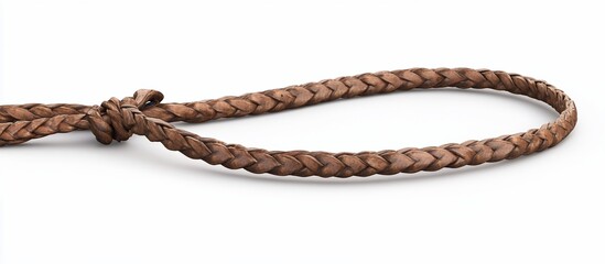 Fototapeta premium Brown leather braided cord tied in a knot.