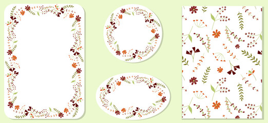 Floral abstract art templates, and seamless pattern. For wedding and birthday invitations, and bridal shower, Mothers Day cards, poster, wallpaper, banner, tag,  brochure, events and page cover.