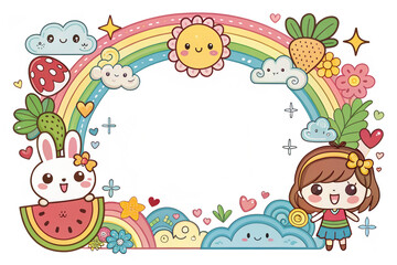 Obraz premium Designs of picture frames, covers, frame, border cards with cute cartoon patterns. illustration background