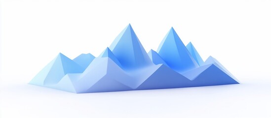 Abstract 3D blue geometric mountain range landscape.