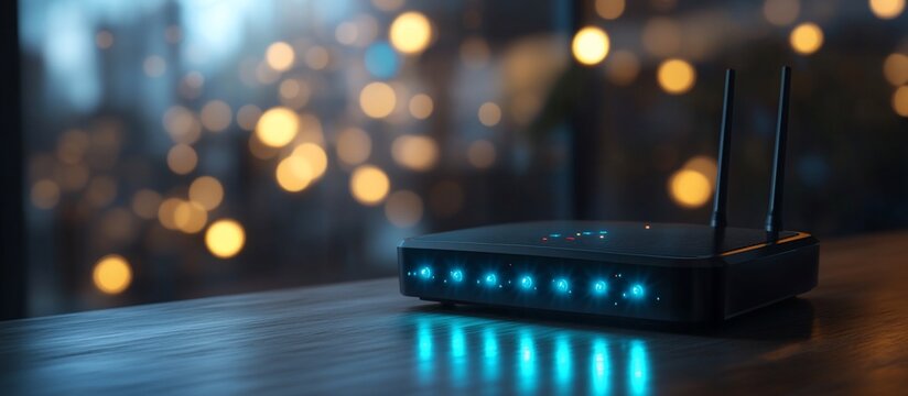 Modern Wireless Router in Evening Setting