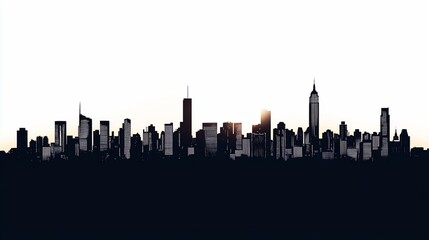 Obraz premium Silhouette of city skyline at sunrise or sunset.