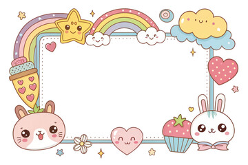 Designs of picture frames, covers, frame, border cards with cute cartoon patterns. illustration background
