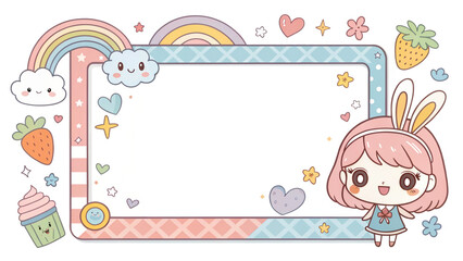 Designs of picture frames, covers, frame, border cards with cute cartoon patterns. illustration background