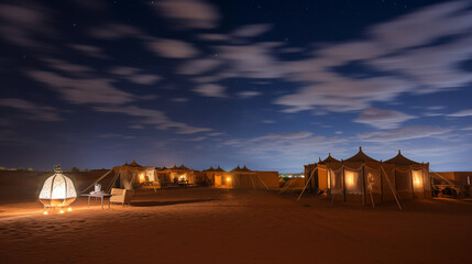 Berber Tents Glowing in the Desert Night
