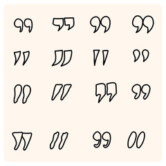 Hand drawn sketch set quotation marks with background cream