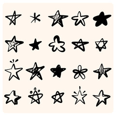 Doodle star collection with background cream