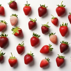Seamless Pattern of Strawberries and Leaves with Simple Geometric Shapes
