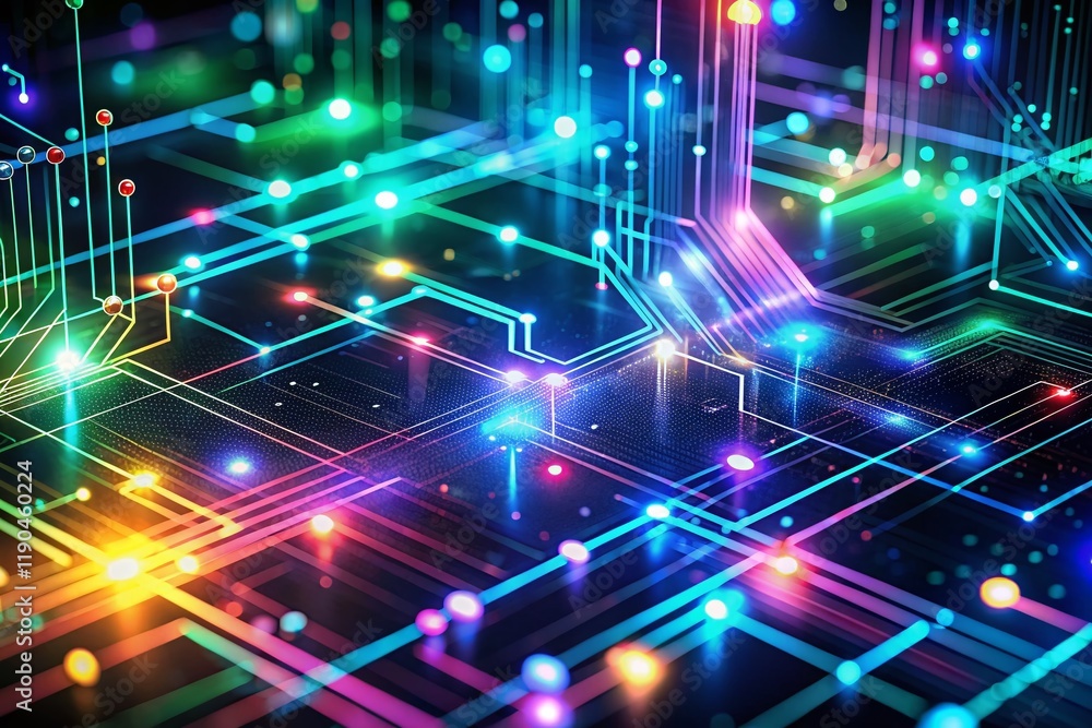 Poster abstract tech background: futuristic circuit board design with copy space