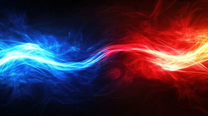 Fototapeta premium Dynamic swirls of blue and red light create a vibrant abstract background for various creative projects