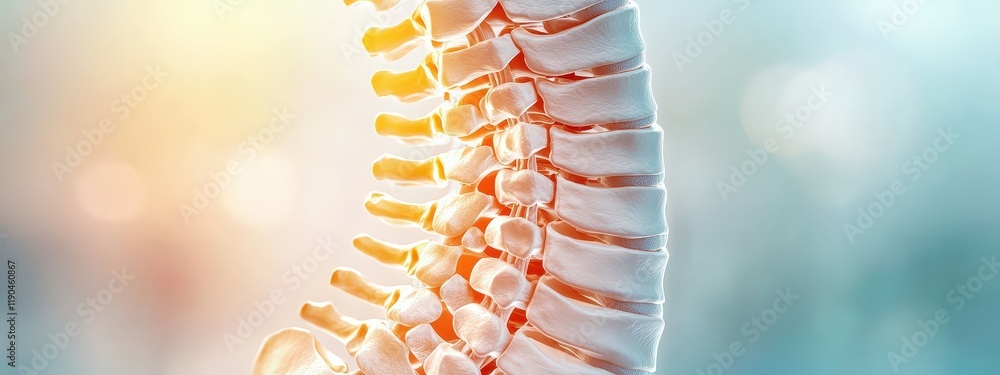 Poster a side view of the spine highlighted with areas affected by upper cross syndrome.