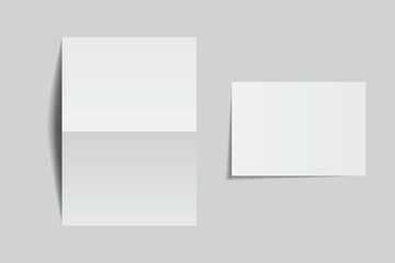 Open Leaflet, bi fold mockup template .Blank paper, thank you card, notecards, note paper, greeting card, wedding invitation, postcard, brochure or any creative work for presentation of your design
