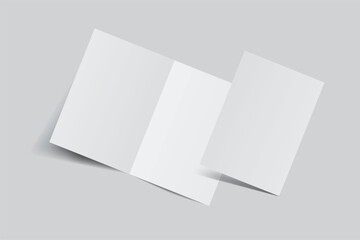 Open Leaflet, bi fold mockup template .Blank paper, thank you card, notecards, note paper, greeting card, wedding invitation, postcard, brochure or any creative work for presentation of your design
