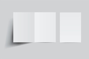 Open Leaflet, bi fold mockup template .Blank paper, thank you card, notecards, note paper, greeting card, wedding invitation, postcard, brochure or any creative work for presentation of your design
