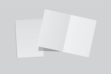 Open Leaflet, bi fold mockup template .Blank paper, thank you card, notecards, note paper, greeting card, wedding invitation, postcard, brochure or any creative work for presentation of your design
