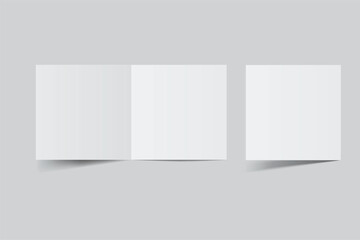 Square open Leaflet, bi fold mockup template .Blank paper, thank you card, notecards, note paper, greeting card, wedding invitation, postcard, brochure or creative work for presentation of design
