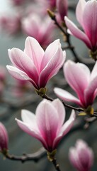 Obraz premium Magnolia flowers blooming in spring, perfect for smartphone wallpaper