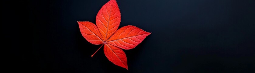 Crimson Leaf on Black: A single vibrant red leaf, possibly a maple or similar, stands out dramatically against a deep black background.