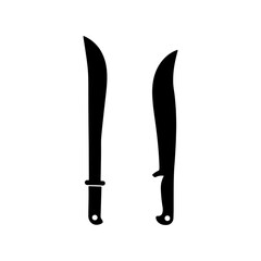 Two machete knife silhouette vector illustration design on white background.