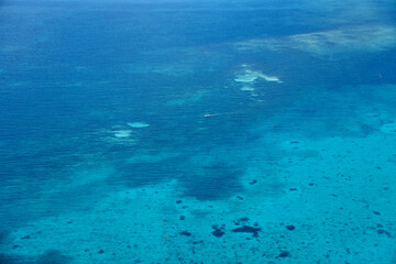 Aerial view of the Belize Barrier Reef