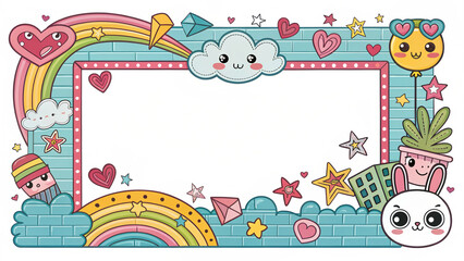 Design, Border, Frame, Card, Photo Frame, Texture, Graffiti Art, Cute Cartoon Pattern, Illustration Background