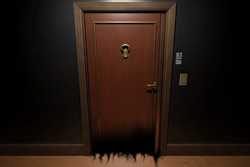 Mysterious dark door, hallway, suspense, game background