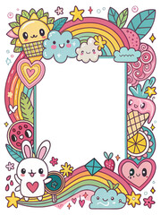 Fototapeta premium Design, Border, Frame, Card, Photo Frame, Texture, Graffiti Art, Cute Cartoon Pattern, Illustration Background