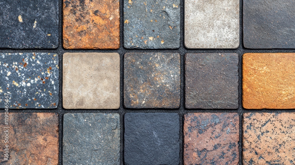 Poster multi-colored stone tiles with various textures and patterns