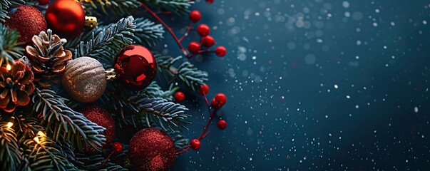 Naklejka premium A Christmas tree with red and gold ornaments