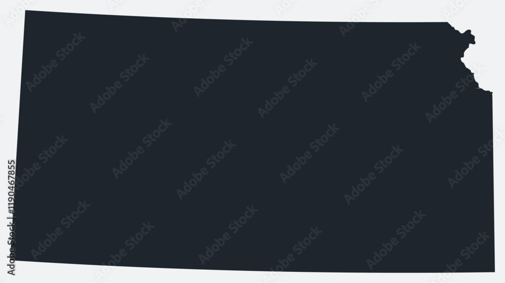 Poster kansas map. just a simple border map. shape of the state. flat blank kansas outline. vector boundary