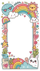 Fototapeta premium Design, Border, Frame, Card, Photo Frame, Texture, Graffiti Art, Cute Cartoon Pattern, Illustration Background