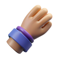 Realistic 3D Model of a Hand Wearing Colorful Rubber Bands